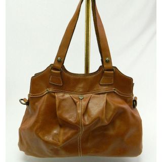 Patricia Nash Italian Tan Genuine Leather Napoli Shoulder Handbag $198 