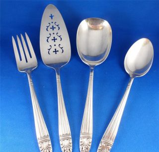 1944 Danish Queen Wallace Harmony House AA Silverplate 4 PC Serving 