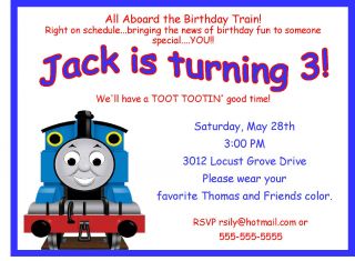   Thomas The Train Railroad Childs Brithday Party Invitation