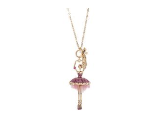 Betsey Johnson Hanging Ballerina Feather 30 Long Necklace    