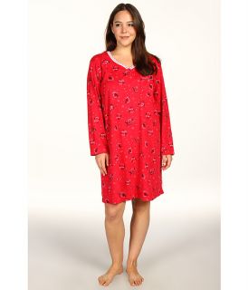 Karen Neuburger   Plus Size Pop In Red L/S Henley Nightshirt
