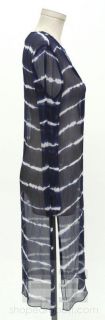 BCBG Max Azria Blue & White Tie Dye Print Silk Long Tunic Dress Size 