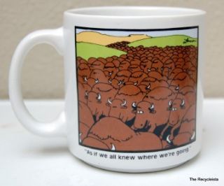   The Far Side Coffee Mug Buffalo Stampede Herd 1985 Gary Larson