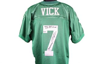 Michael Vick Triple Inscribed Autographed Philadelphia Eagles Jersey 