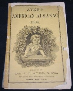 vintage ayers american almanac 1884 lowell mass