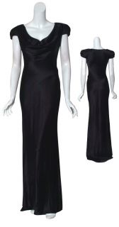ABS Elegant Black Satin Evening Gown Dress 0 NEW