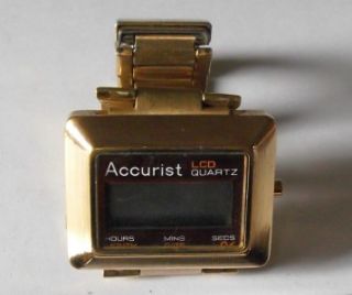   Vintage Gold Plated (?) Accurist LCD Watch   Spares or Repair   A102