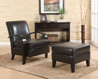   Bonded Leather Bentwood Accent Chair with Ottoman by Coaster 900242