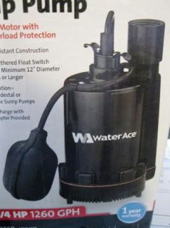 Water Ace Automatic Sump Pump 1 4 HP R25SP New in Box