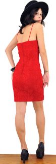   Holiday RED LACE Cocktail CHIFFON BUST Rhinestones MINI Party Dress S