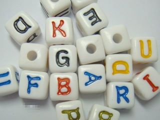 B25 Cube Acrylic Alphabet Letter Jewelry Beads 12mm