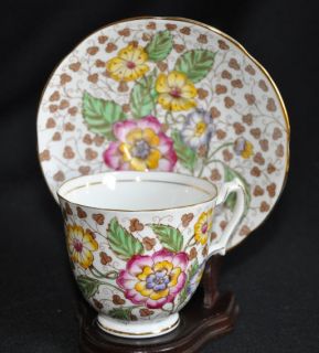 presenting an adderley floral cup saucer in the lawley pattern