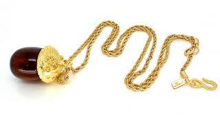 Kenneth Jay Lane Gold & Tortoise Acorn Pendant Necklace