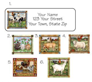 Personalized Farm Animal Scenes Address Labels Pig Cow