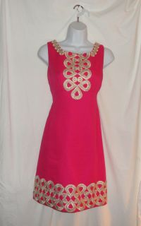 NWT LILLY PULITZER AZALEA PINK ADELSON SHIFT WITH GOLD TRIM DRESS 10