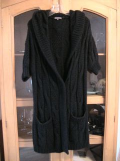 Vince Black Pin Wool Cardigan Sweater Sz s Hood Coat