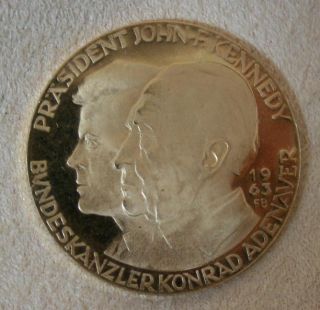 John F Kennedey Konard Adenauer Medal Gold Coin Medallion 1963 FB 