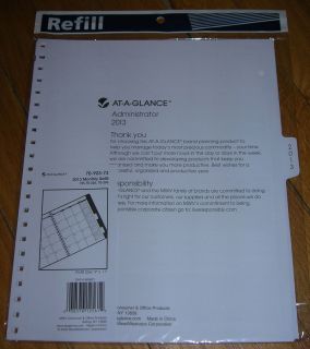 At A Glance Administrator 2013 Monthly Refill New SEALED
