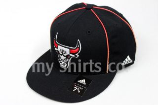   Bulls Black Red White Authentic NBA Adidas Fitted Cap Brand New