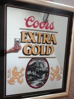   1988 COORS EXTRA GOLD BEER MIRROR WALL SIGN FRAMED PICTURE PUB ADOLPH