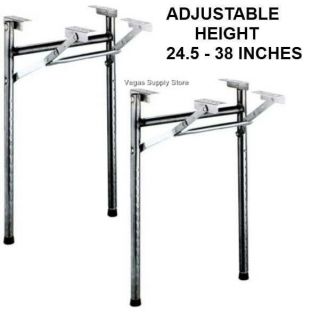Black Metal Folding Adjustable Table Legs 24 5 to 38 inches Tall Pkg 2 