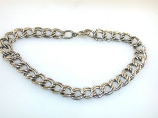 nice vintage double link sterling silver charm bracelet measures 7