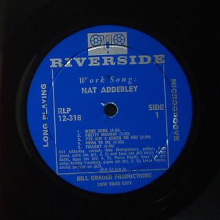 Nat Adderley Work Song LP Riverside RLP12 318 ORG US 1960 Jazz DG Wes 