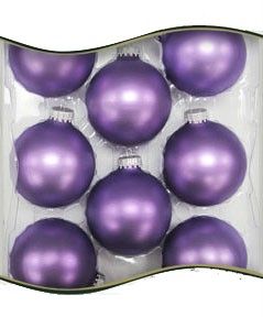 New Christmas by Krebs Amethyst Purple Velvet Ball Ornament Set 8 Made 