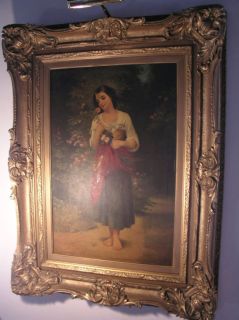 After Adolphe William Bouguereau Antique Oil Painting Circa 1800S 