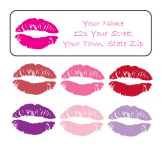 Personalized Lipstick Lips Kiss Address Labels Lips