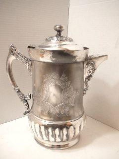 Vintage Victorian Adelphi Silverplate Ice Water Pitcher Porcelain 