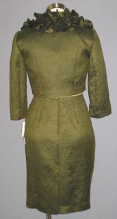 Adrianna Papell Olive Shimmer Dress Bolero Jacket