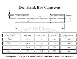 100 Heat Shrink Butt Wire Crimp Connectors Assortment Electrical 