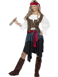 Pirate Lady Fancy Dress Ladies Pirates Costume Adult Outfit Free 