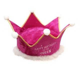 Plush Birthday Crown Pink Queen Adult Novelty Gag Hat