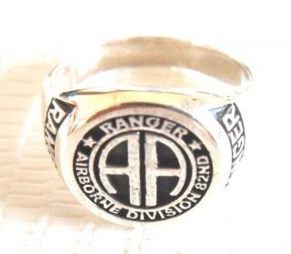 Sterling Silver 925 USA Army 82nd Airborne Ranger Ring