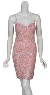 Aidan Mattox Pink Sequin Encrusted Cocktail Dress 6 New