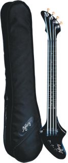 Ashbory Fretless Black Travel Bass Guitar w Gig Bag