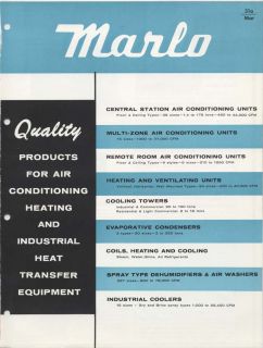 1960s Marlo Coil Co Air Conditioning Catalog Asbestos