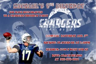 San Diego Chargers Football Custom Birthday Invitations