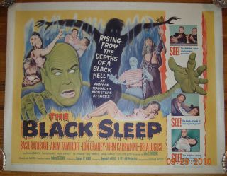 The Black Sleep 1956 Original Half Sheet Near Mint Rolled Rathbone 