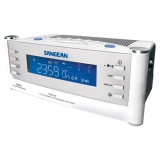 Sangean America RCR 22 Atomic Clock Radio Dual Alarm LCD Display White 