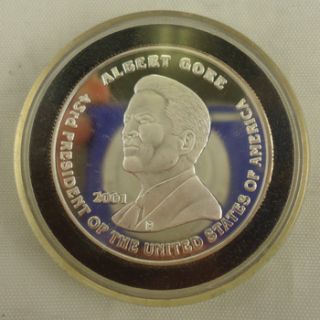 Inv 1972 2001 George Bush Al Gore 43rd President 1 oz 999 Silver Coin 
