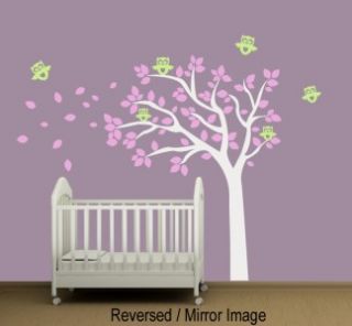 Baby Nursery Wall Decal Tree with Owls   Removable Vinyl Wall Decal 