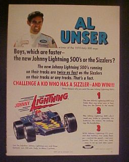 1970 Al Unser Johnny Lighting 500 Sizzlers Die Cast Toy Auto Racing 