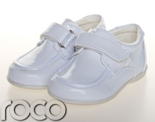 Childrens Baby Boys White Shoes Velcro Wedding Page Boy Christening 