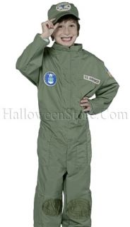 air force uniform child costume includes green flight suit and hat 