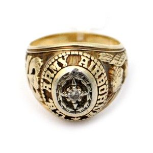 10K Yellow Gold and Diamond U s Army Airborne Ring