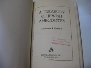 Treasury of Jewish Anecdotes by Lawrence J Epstein