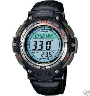 Casio Twin Sensor Watch, 5 Alarm, Compass, Nylon Band,200M, Low Ship 